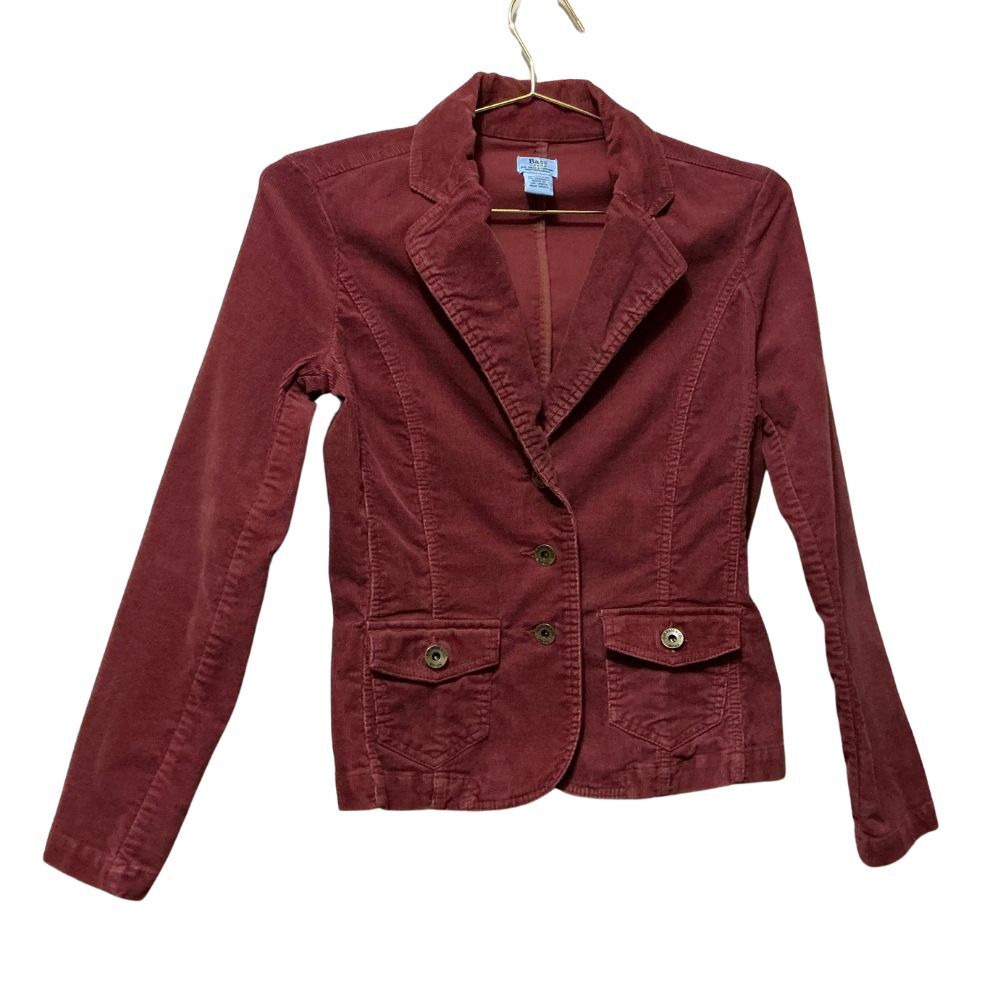 GH Bass Women's Corduroy Jacket Size XS Pockets Metal Buttons Color Red Wine